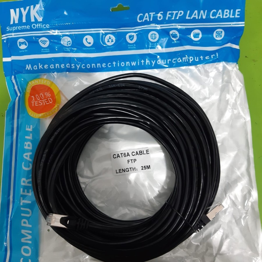 NYK Kebel Lan FTP Cat6a 25 Meter Outdoor - Cable 25m Cat6 - STP Cat 6