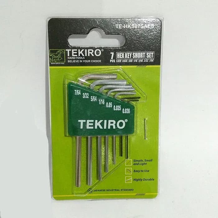 TEKIRO kunci L elektronik set 7 pcs ukuran 0.028&quot; - 7/64&quot; inchi