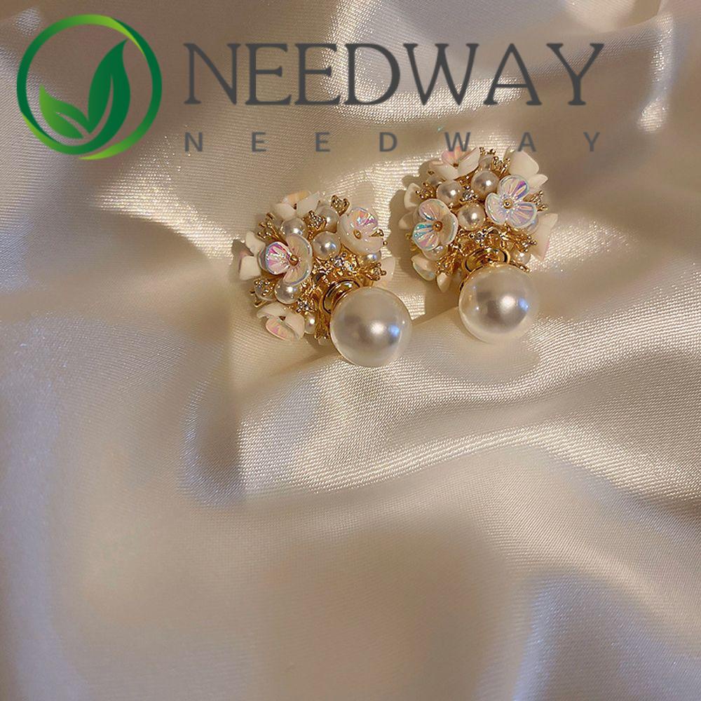 Anting Stud Mutiara Kerang Bahan Alloy Gaya Korea Untuk Pesta