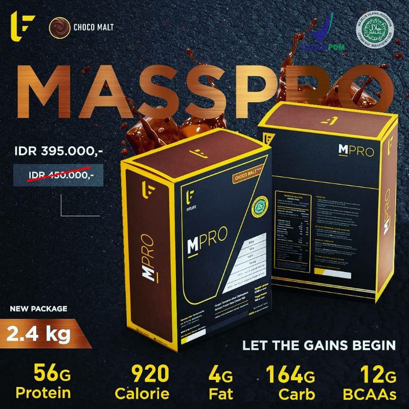 Fitlife Mpro Gainer 5,3 Lbs 2,4 Kg Mass Protein Weight Gain BPOM Halal MUI