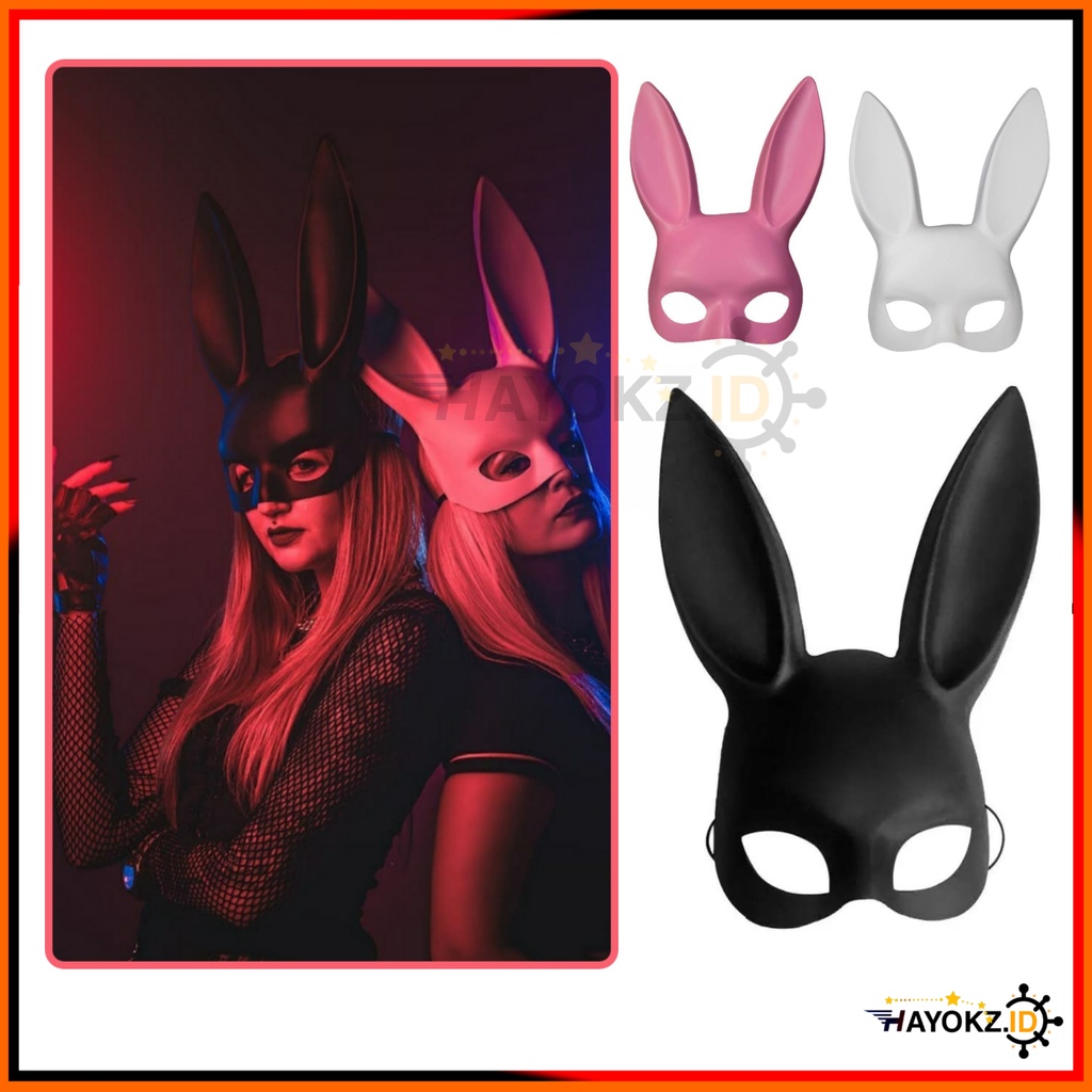 Topeng Pesta Telinga Kelinci Setengah Wajah - Rabbit Ear Mask Bunny Sexy Girl Party Playboy