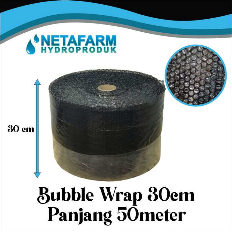 Bubble Wrap Hitam / Putih Lebar 30 cm Panjang 50m ( 1 Roll ) bubblewrap bening dan hitam