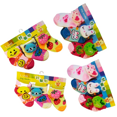 3 Pasang kaos kaki bayi perempuan boneka 3D 0 -12 bulan kaos kaki bayi perempuan import kaos kaki bayi perempuan import 3d Kaus kaki bayi perempuan kaos kaki bayi perempuan new born lucu