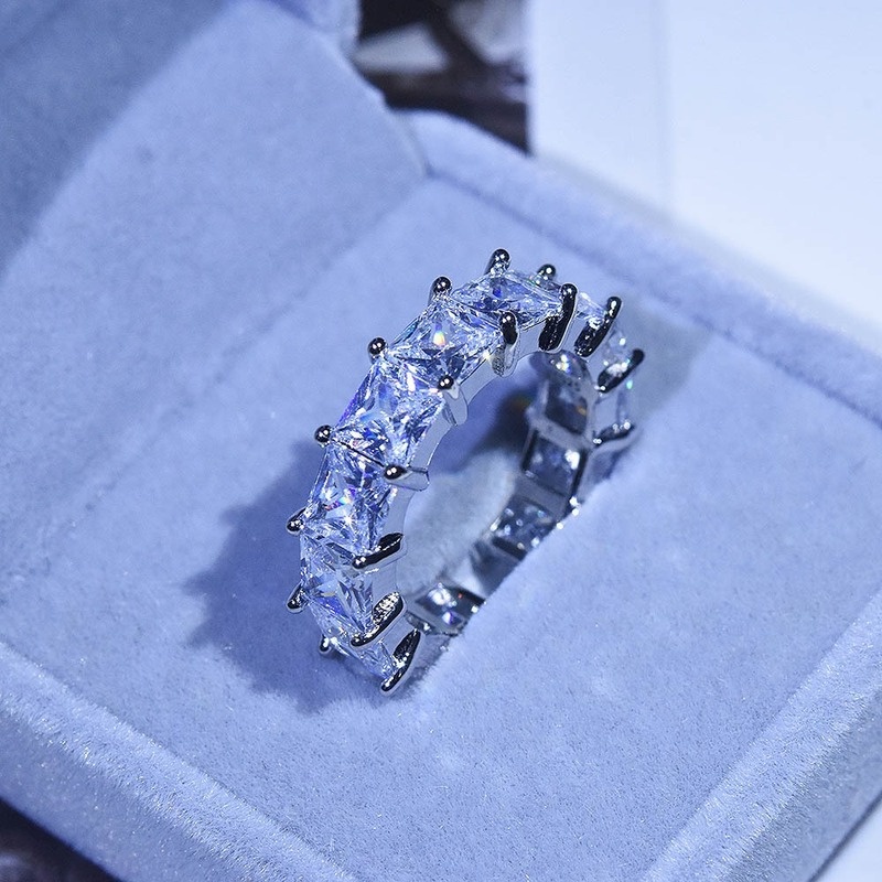 Fashion Luxury Princess Gang Drill Heart-Shaped Open Ring