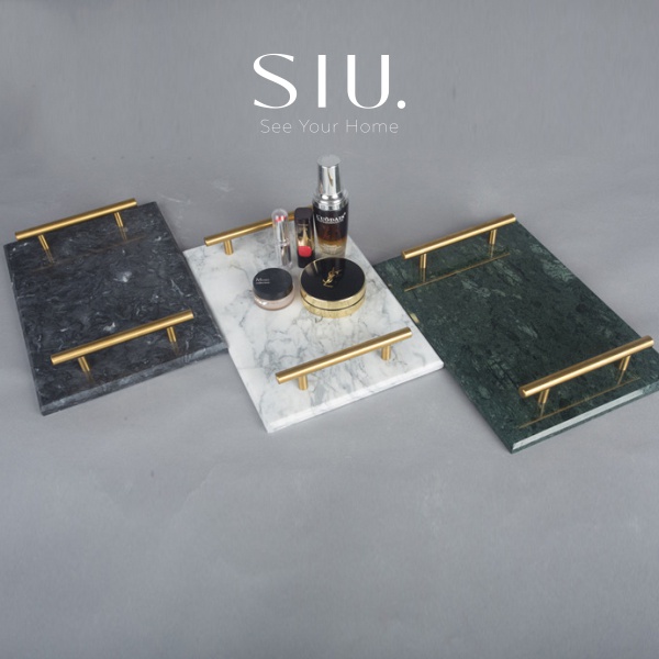 Luxury Marble Tray with Handle / Tatakan Nampan Marmer - Putih