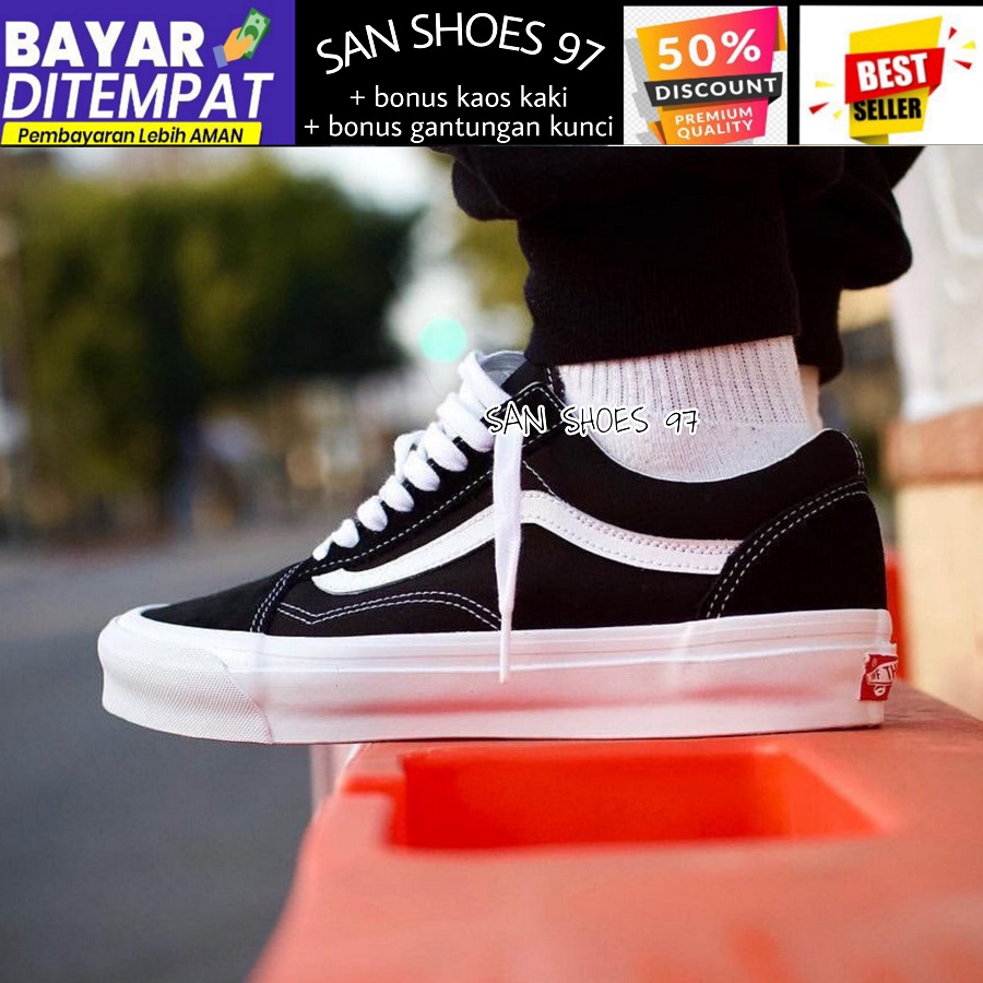 SEPATU 100% PREMIUM VANS OLDSKOOL 05 OG BLACK WHITE WAFFLE DT BNIB SEPATU PRIA SEPATU KEREN
