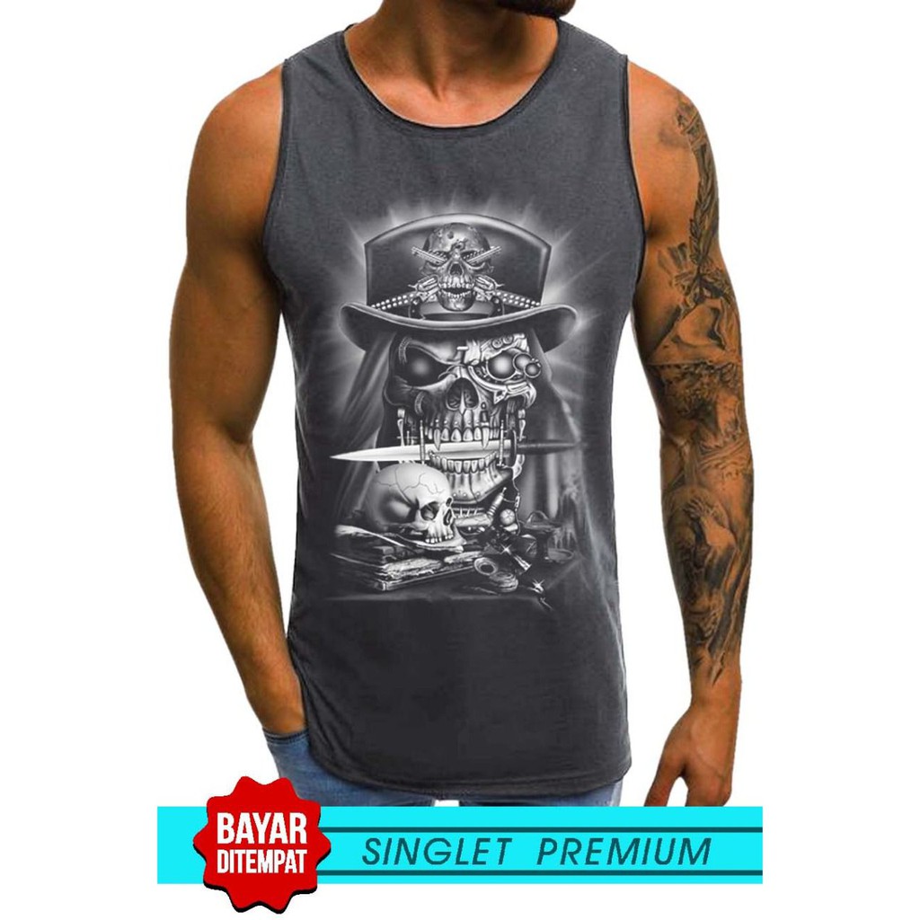 SINGLET LEKBONG PRIA (TENGKORAK PISAU) /SINGLET LEKBONG GYM/LEKBONG / SINGLET/KAOS DALAM PRIA/KUTANG