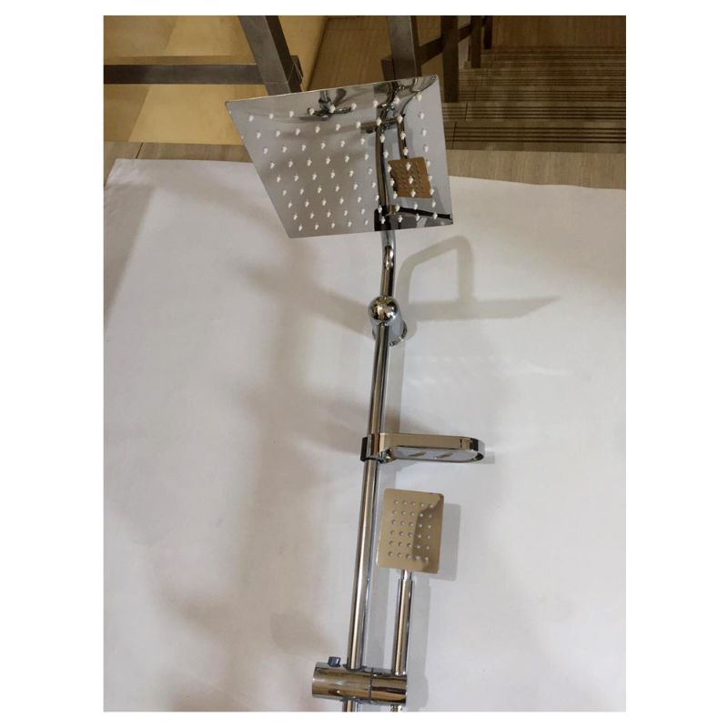 Shower tiang set coulomn stainless kotak+ kran cabang