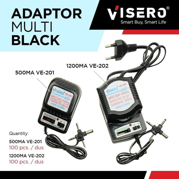 Adaptor Multi/Universal Hitam 500MA Visero (VE-201)