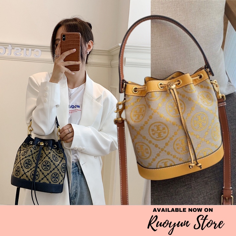 RYX - Elegant Swirl Tas Bucket Selempang Canvas Wanita Fashion Casual / Pesta - Ori Import