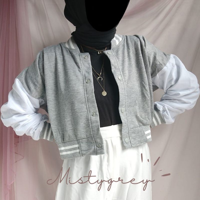 Nirina crop baseball jacket // jaket crop