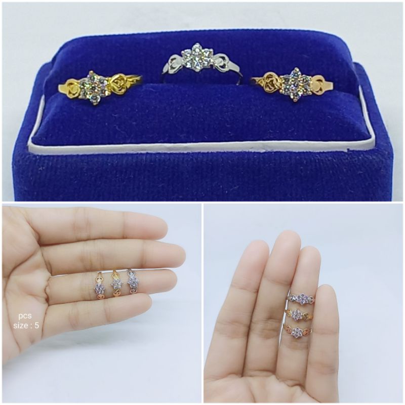 CINCIN CORR ANAK MOTIF BUNGA, LOVE MP / CINCIN PERAK ASLI SILVER 925 LAPIS EMAS / CINCIN FASHION ANAK