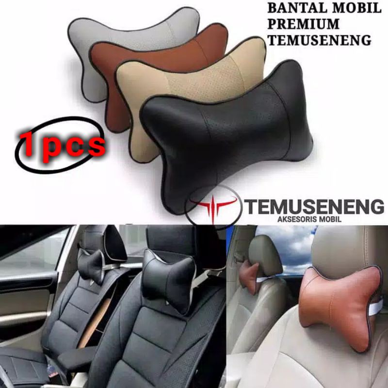 Bantal Mobil Jok Pillow Headreast Premium Kulit Empuk Lembut