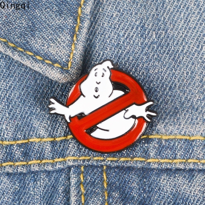 Bros Pin Desain Logo Kartun Ghostbusters No Ghost Movies Gaya Retro Untuk Topi Ransel Dan Rompi