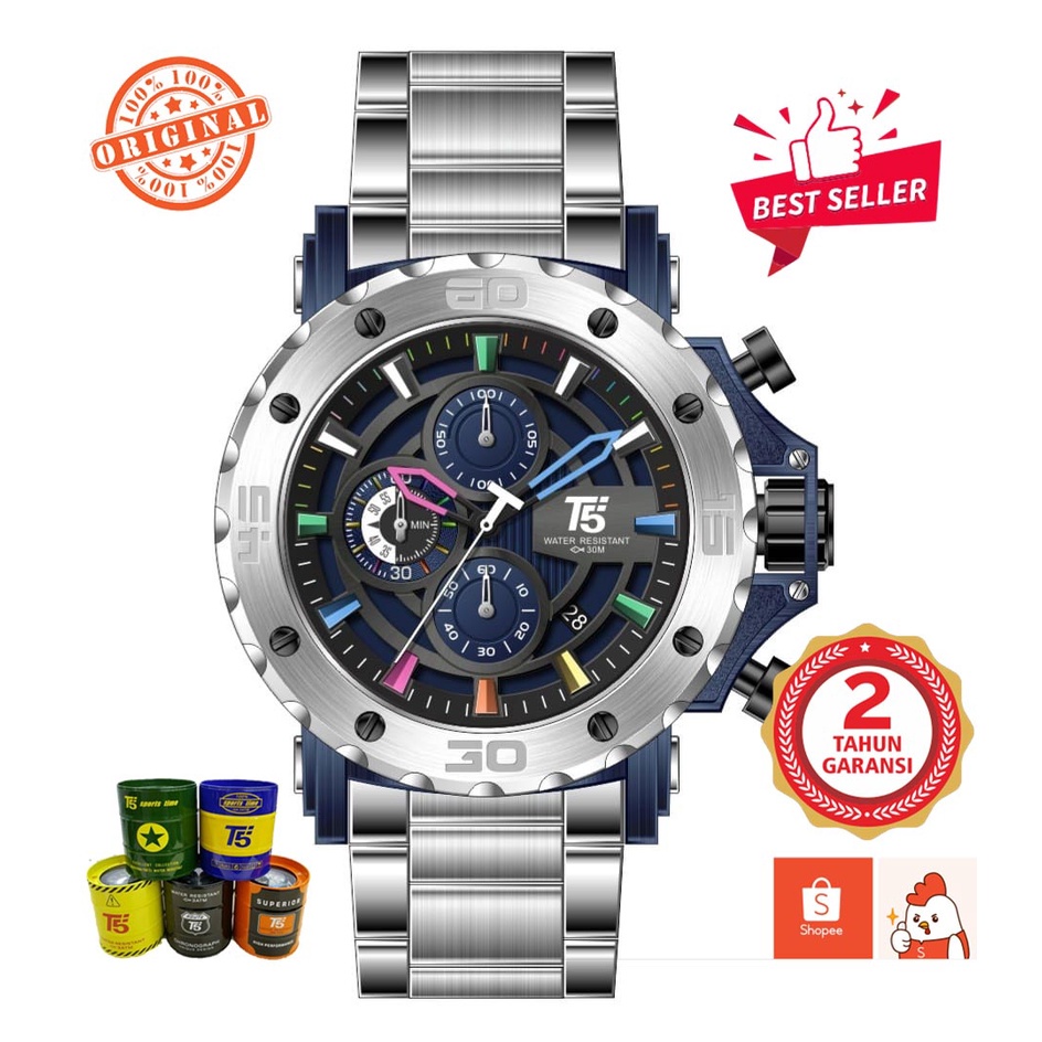 [JAM TANGAN PRIA WANITA | RANTAI | KULIT | KARET | MURAH |  100% ORIGINAL] T5 Jam tangan pria T*LIMA