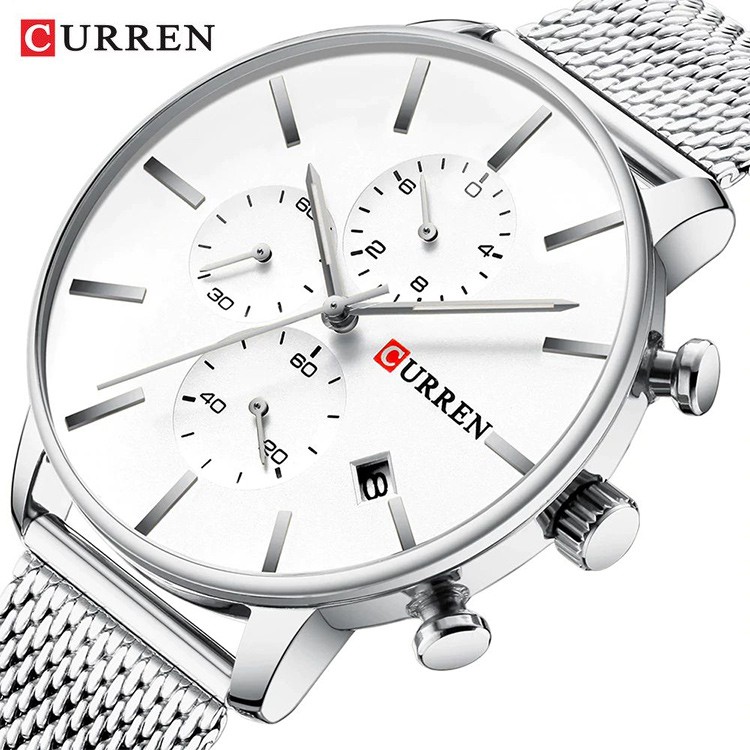 CURREN 8339 Jam Tangan Pria Analog Stainless Steel Chronograph Aktif WATCHKITE WKOS