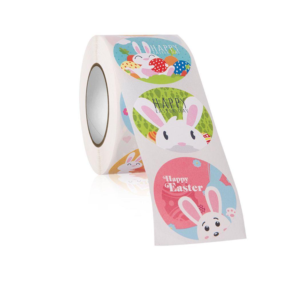 Nanas 500 Pcs/roll Paskah Stiker Kemasan Hadiah Dekorasi Pesta Kelinci Paskah Telur Bunny Self Adhesive Labels Stickers