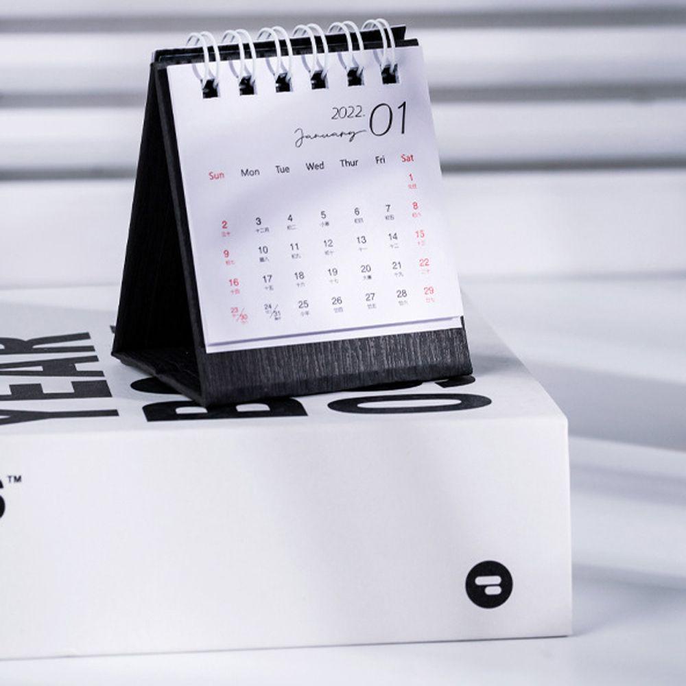 [Elegan] Kalender Meja Mini Ins Twin-wire Binding Weekly Planner Perlengkapan Kantor Kertas Tebal Berdiri Kalender Flip