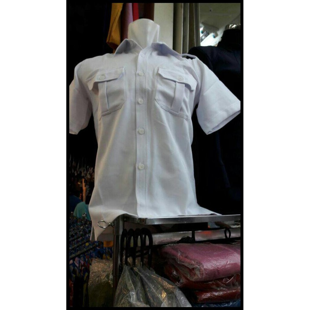 CUCI GUDANG KEMEJA PUTIH PNS PRIA BAJU PDH COWOK - PUTIH, XXL