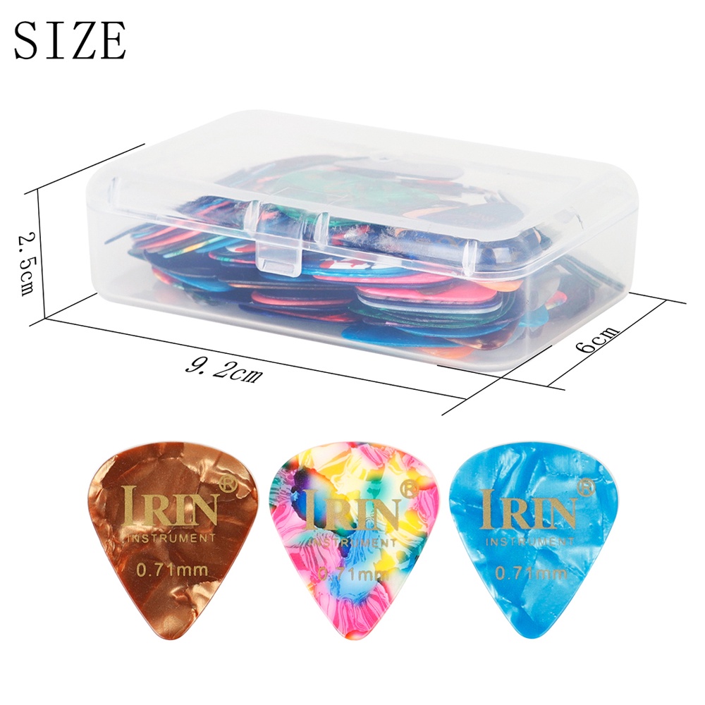 100pcs Pick Gitar Bahan Celluloid Anti Slip 0.71mm Bentuk Tetesan Air Warna-Warni