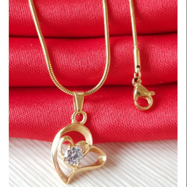 Kalung fashion import / kalug titanium gold antikarat / Love GN026