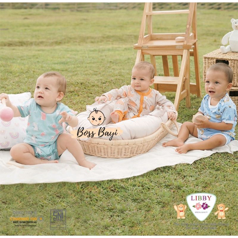 LIBBY - Premium Jumper Segiempat / Romper Bayi Motif 0-12bulan