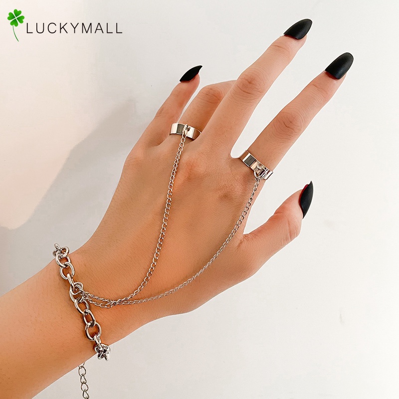 Gelang Tangan Rantai Adjustable Bahan Metal Warna Silver Untuk Wanita