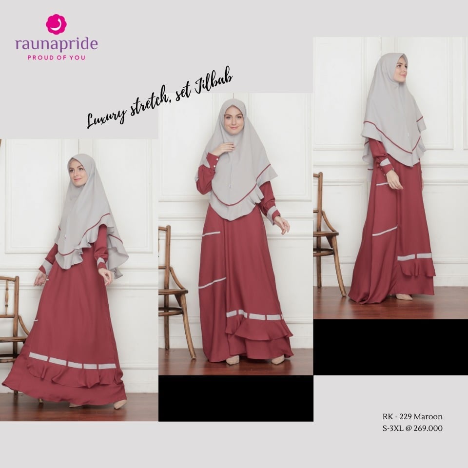 Gamis Rauna Set Jilbab / RK - 226, 227,228,229/ Fashion Muslim