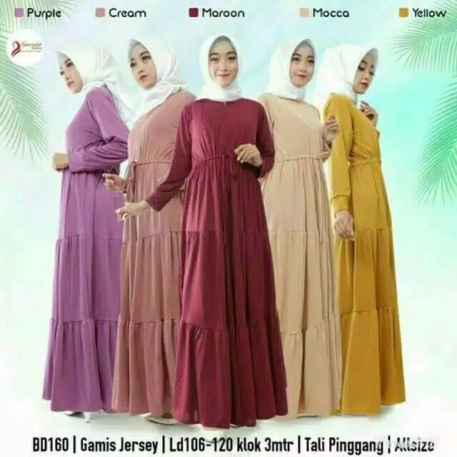 Gamis Jersey Polos Susun Busui Dress Canda Susun Rempel Bawah Susun 3 Shopee Indonesia