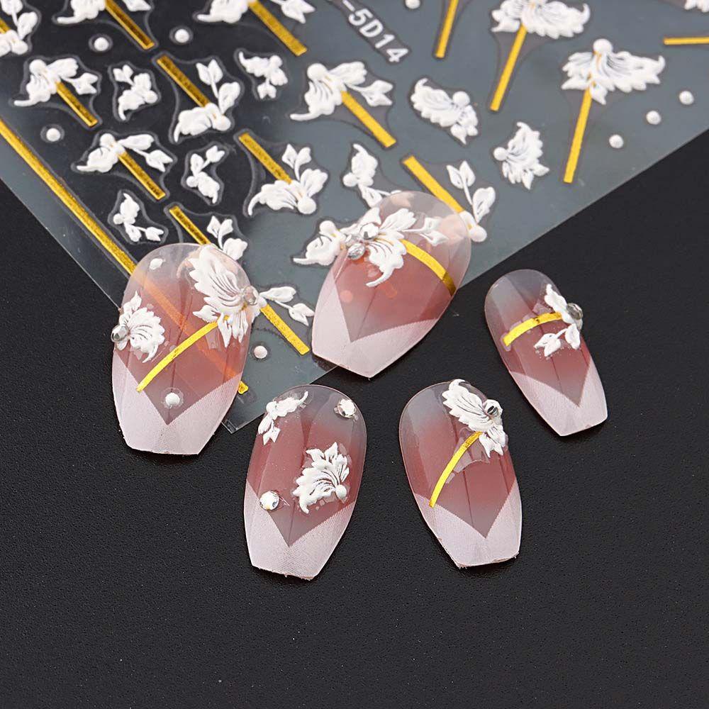 MXBEAUTY Bunga Stiker Kuku Wanita Fashion Manicure Aksesoris Alfabet Inggris Perekat Diri Nail Art Dekorasi