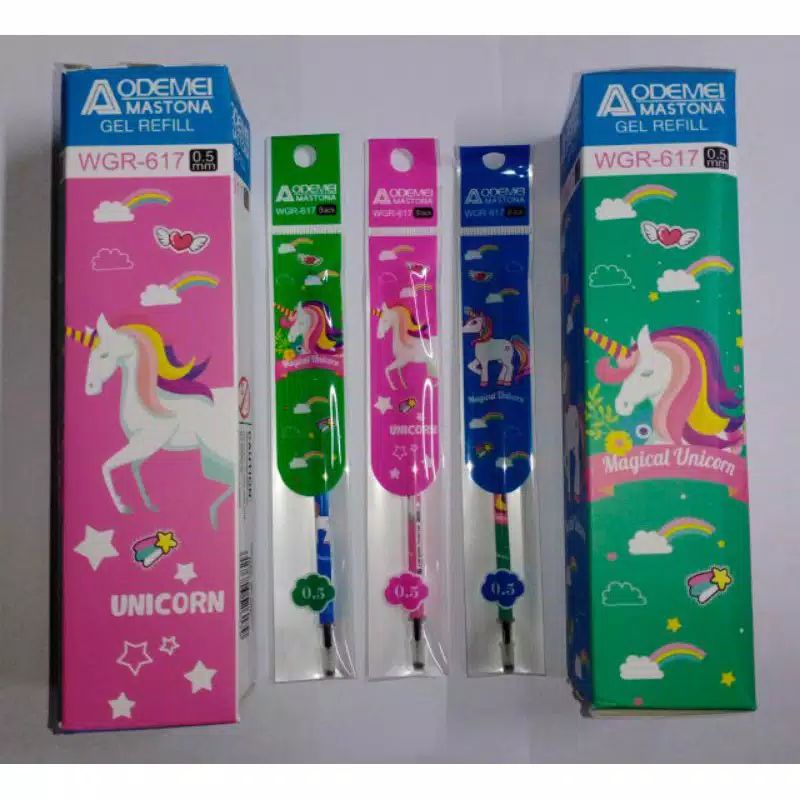 

Reffil Gel isi 20 Pcs/ mata pena 0,50 / isi bulpen)/Hijab LoL Unicorn