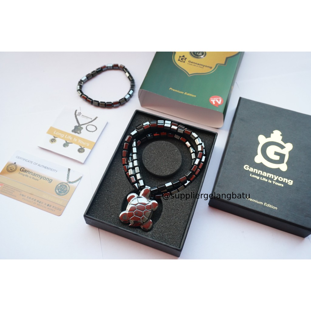 GANNAMYONG PREMIUM KALUNG KESEHATAN KURA TORMALIN MAGNET GAUSS TERAPI biomagnetic bonus gelang box