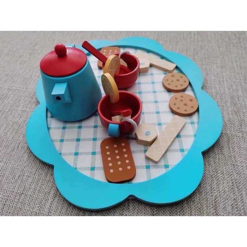 blue wooden afternoon tea set pretend plays