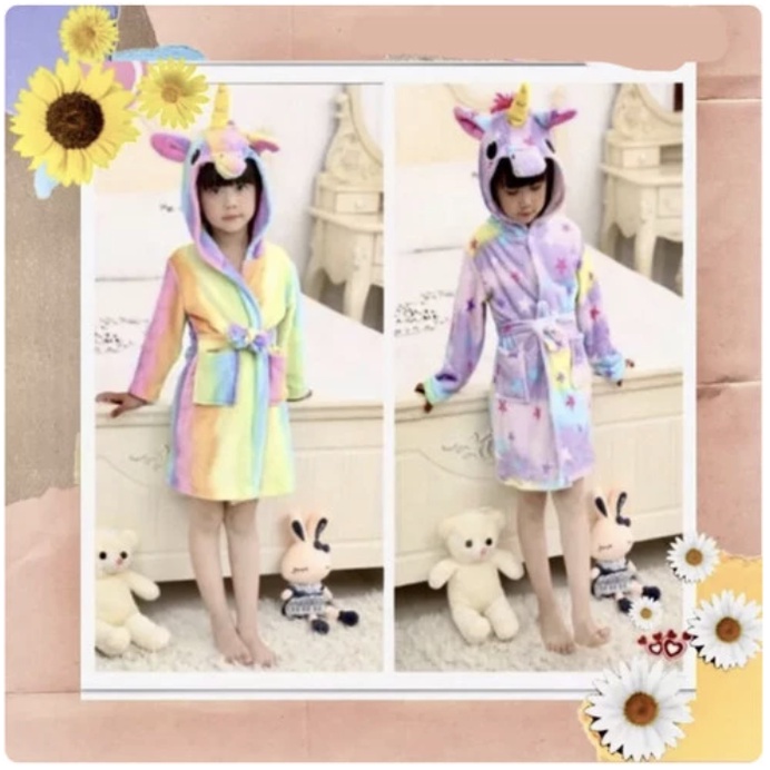 Bathrobe jubah handuk unicorn anak kimono mandi renang anak unicorn