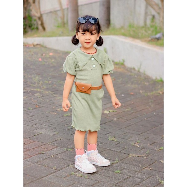 wangki dress rib / Dress kancing balon / dress midi kancing anak usia 2-6 tahun