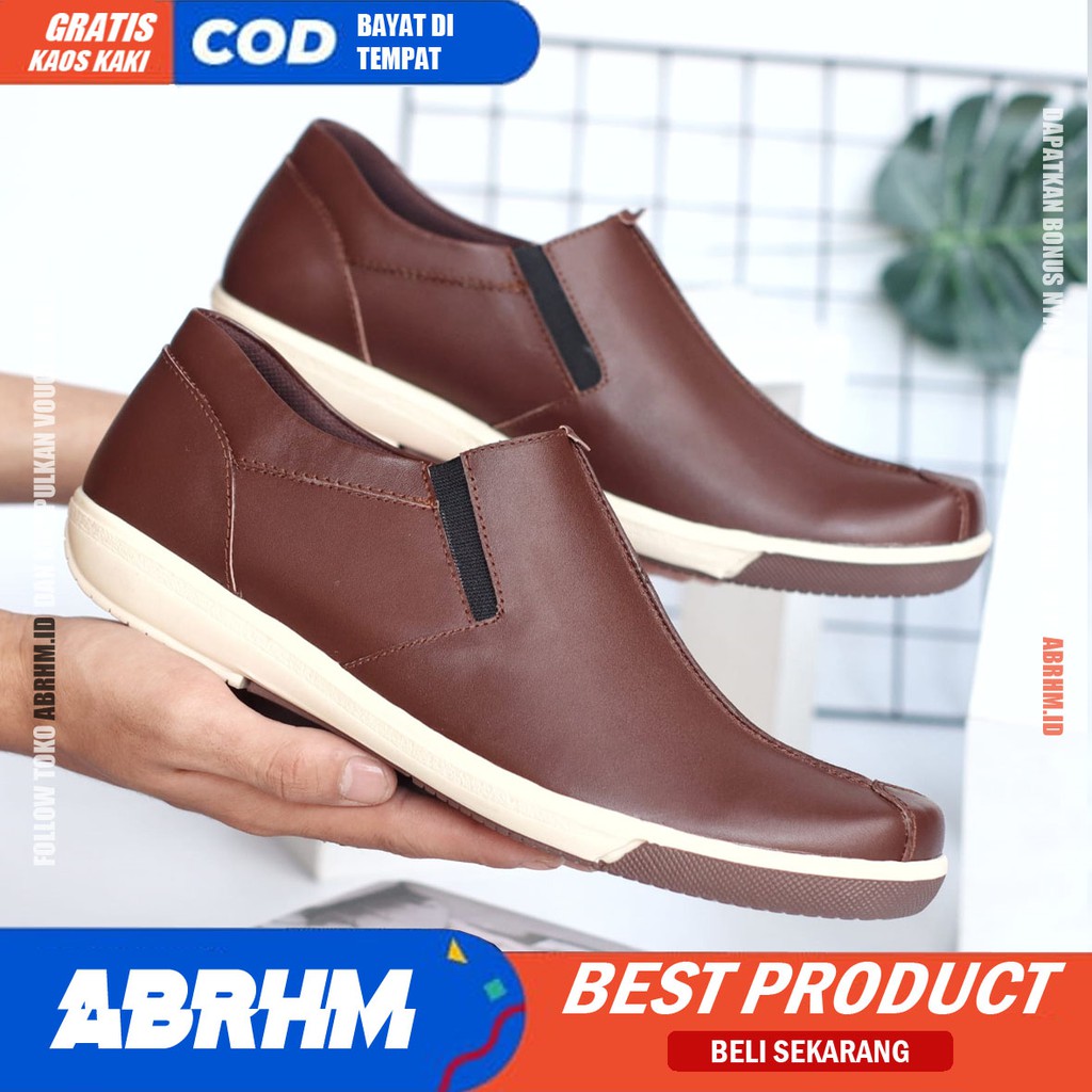 ABRHM x SANPLAT Sepatu Formal Pria Kulit Asli Sepatu Kerja Kantor Pantofel Cowok / Cowo Anti Slip Ori Sepatu Casual Kasual Pria Men Lokal Ori Original Footwear