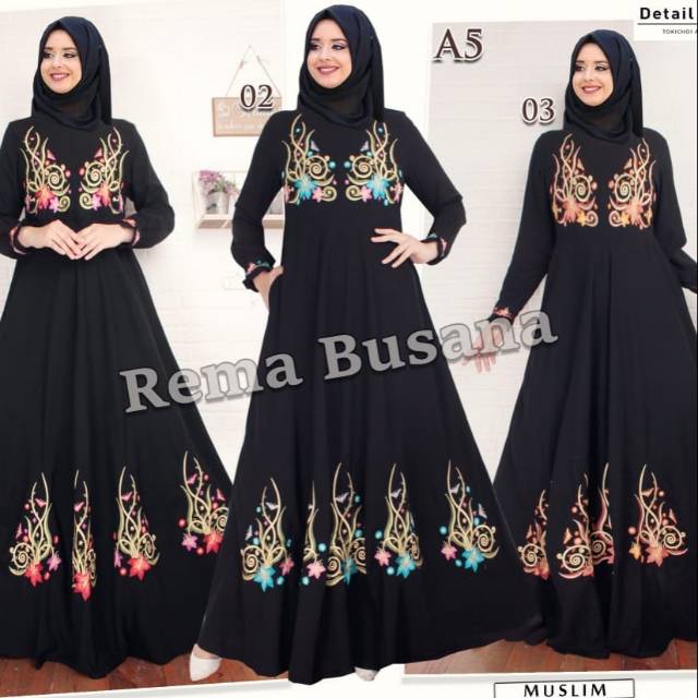 Gamis hitam bordier II abaya hitam II dress muslim II maxi