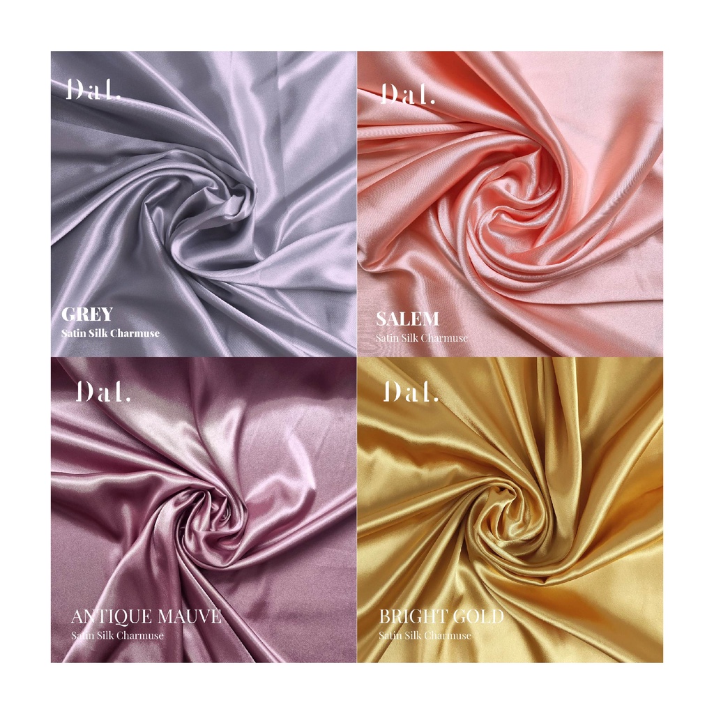 1/2 meter kain bahan satin silk charmuse premium warna light gold kuning emas muda soft pastel mengkilap glossy quality sateen saten charmeuse kualitas super puring furing bagus murah gamis dress gaun pesta hijab seragam jahit bridesmaid