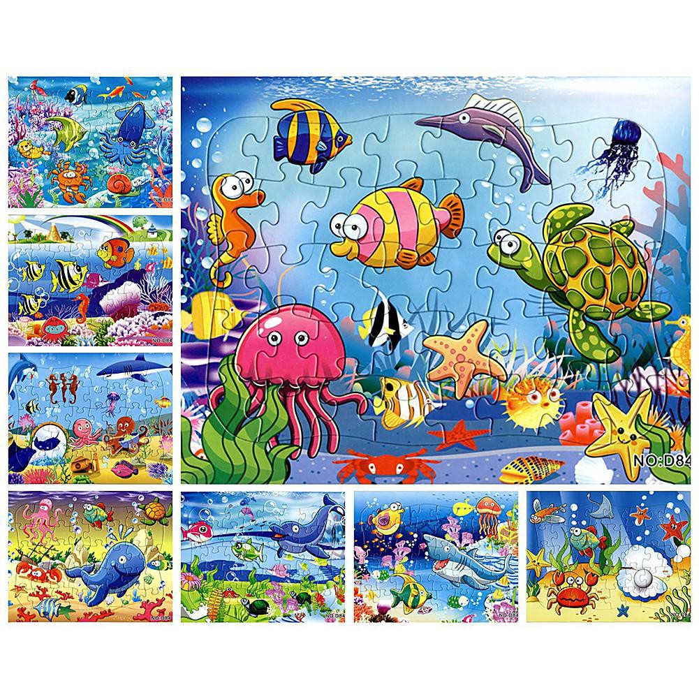 40 Potongan Puzzle Kertas Gambar Kartun Dunia Bawah Laut Untuk