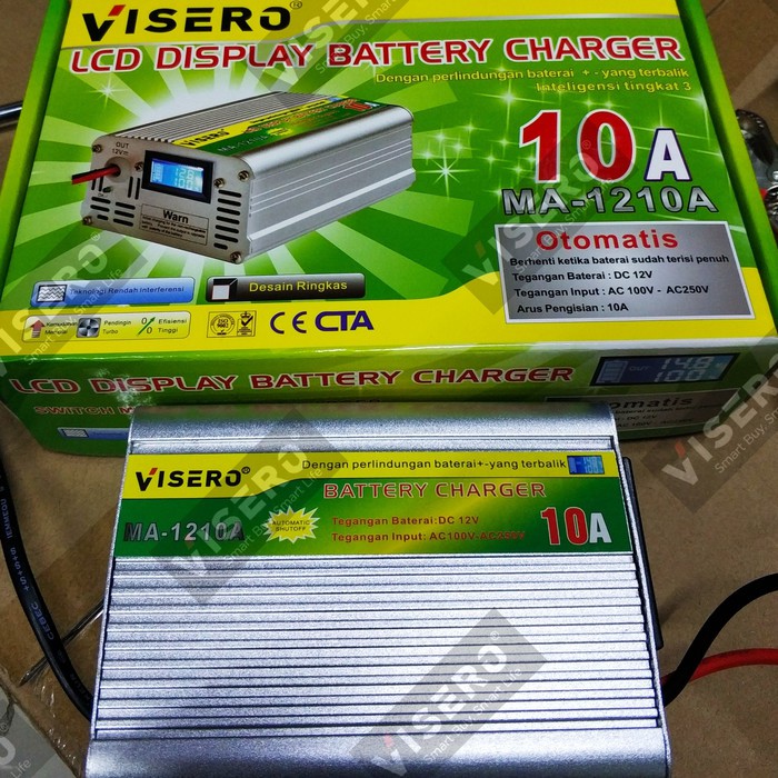 Battery Charger / Charger Aki 12V 10A LCD Visero (MA-1210A)