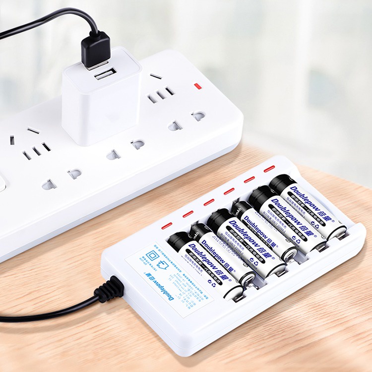 Charger Baterai 6 slot for AA AAA Ni-MH Ni-CD - putih