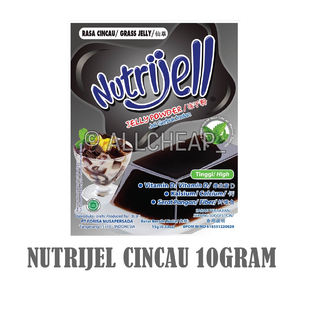 

Nutrijell agar" Jelly Powder Nutrijel ekonomis Rasa cincau grassjelly 10 gr