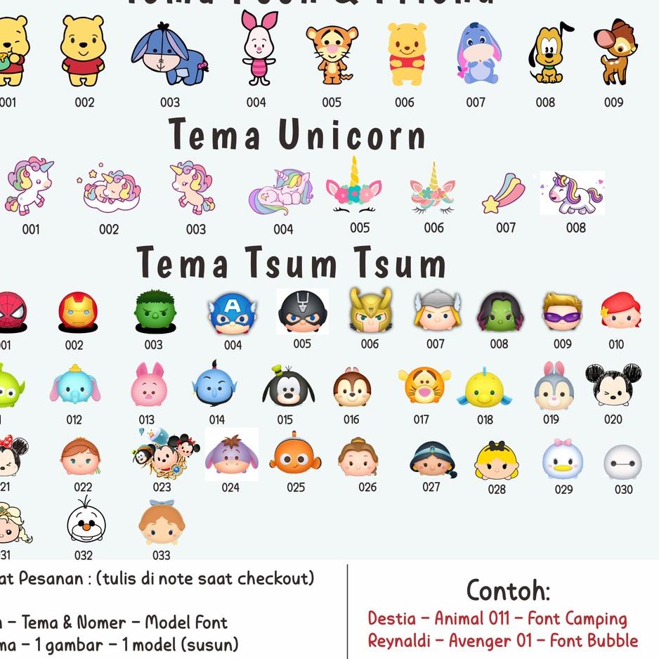 

❪VeF⭐️❫ Stiker Custom Anak Label Nama Karakter Lucu Unik Variasi Waterproof |Produk istimewa