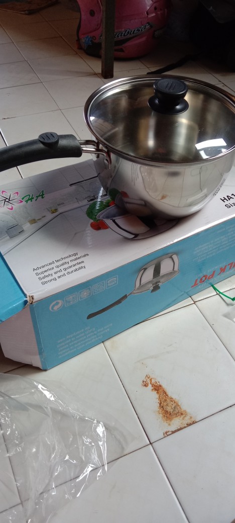Gsf Panci Susu 18 Cm Stainless/panci Kuah Tutup Kaca/ Panci Gagang