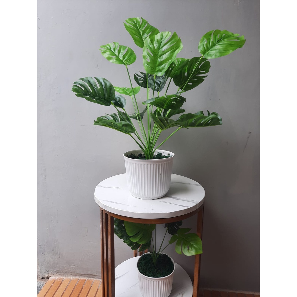 DND / DAUN MONSTERA 5818 BESAR + POT 8828 /TANAMAN HIAS ARTIFISIAL BUNGA PALSU DAUN PLASTIK DAUN