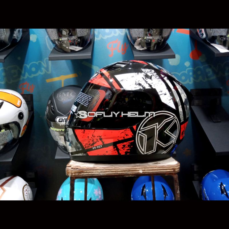 HELM KYT R10 #3 BLACK WHITE RED KYT FULL FACE