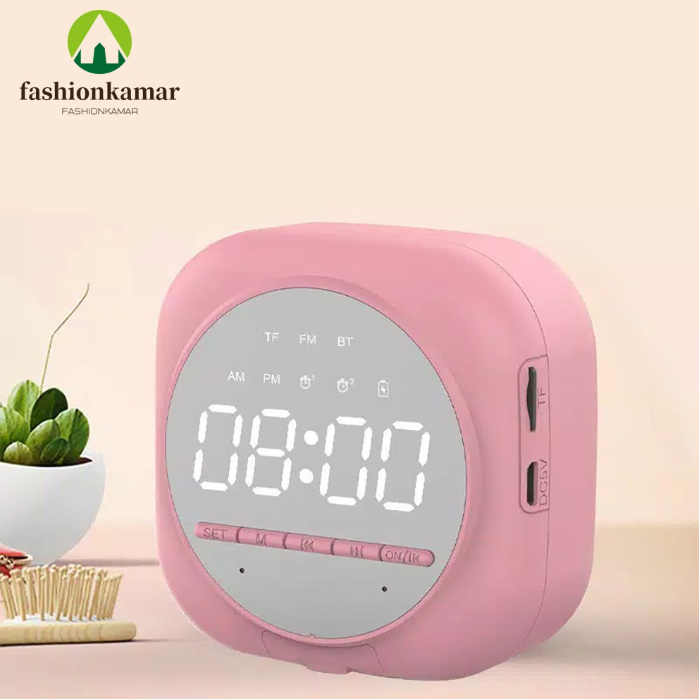 Speaker Jam Bluetooth Mini Versi 5.0 + Alarm dan Radio Dengan 3 Pilihan Warna
