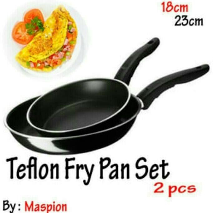 Maspion DOUBLE FRY PAN SET HITAM MASPION 18CM + 23CM teflon frypan