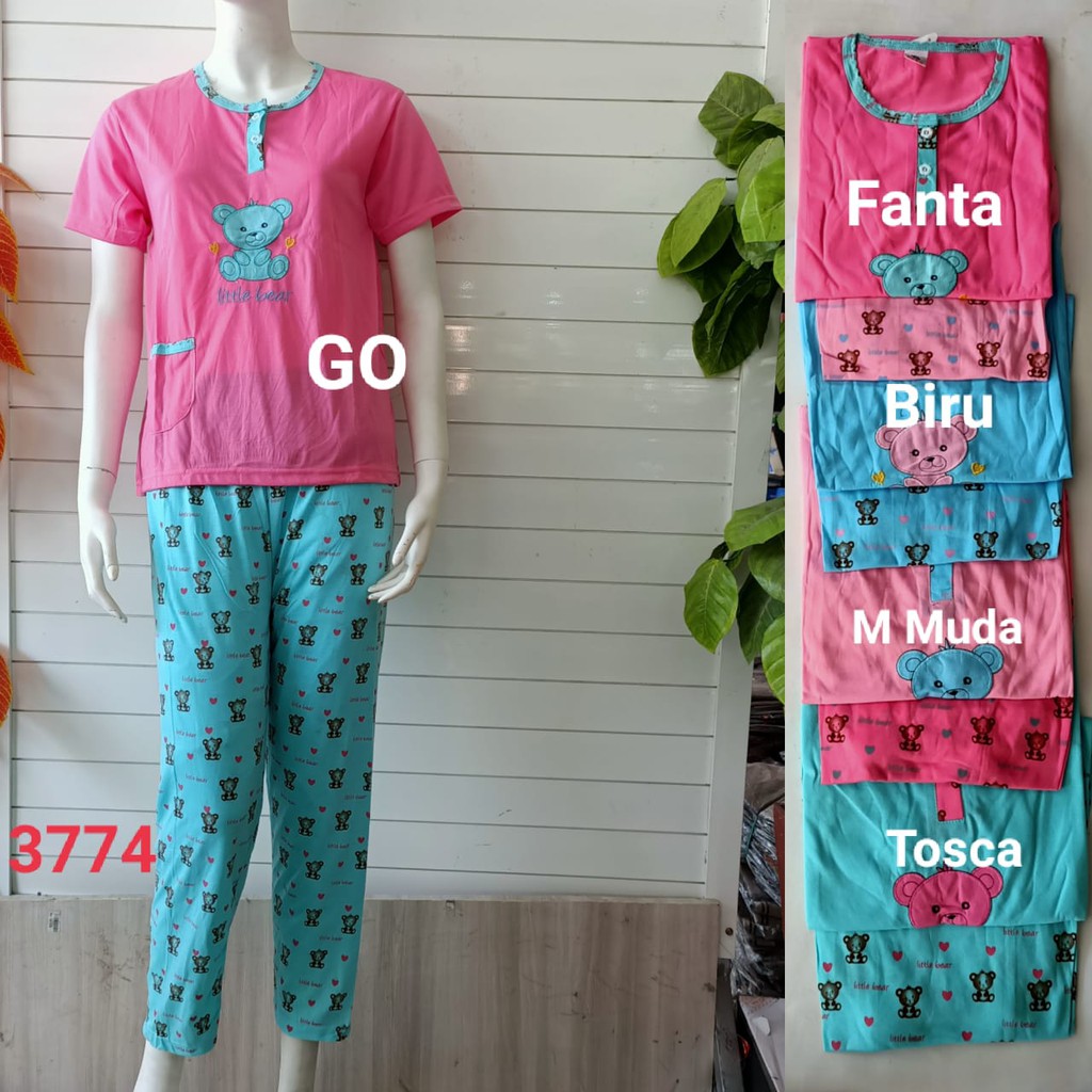 gof BOBO BABYDOLL CP Standart Dewasa Setelan Baju Tidur Busui Celana Panjang Lengan Pendek Piyama