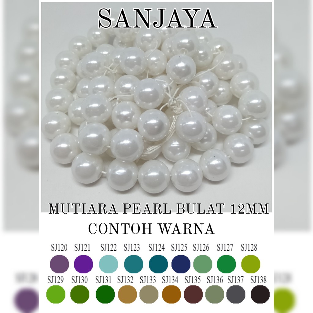 [1 Pon (450 Gram)] Manik Ringan / Mote Ringan / Mutiara Ringan Sintetis / Manik Mutiara Bulat 12Mm / Mutiara Pearl Bulat 12Mm